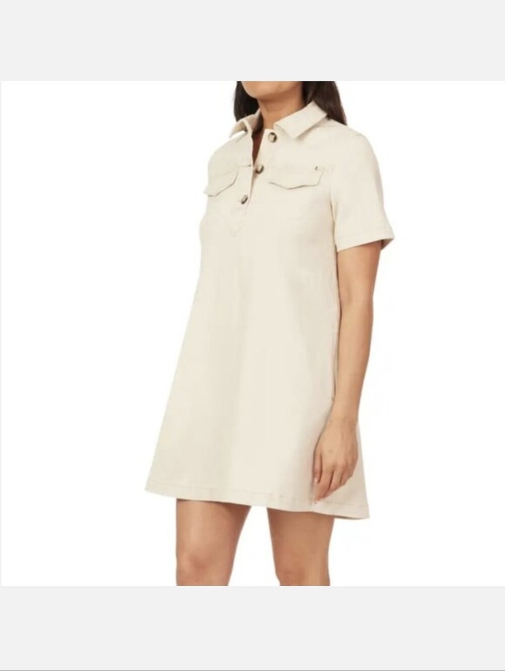 NWT Scotch & Soda Amsterdam Cream Denim Short-Sleeve Polo Shirt Dress Sz.M